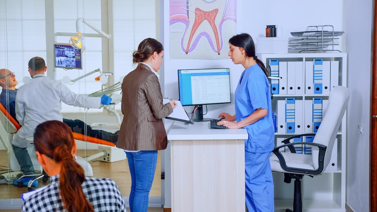 Dental practice reception desk
